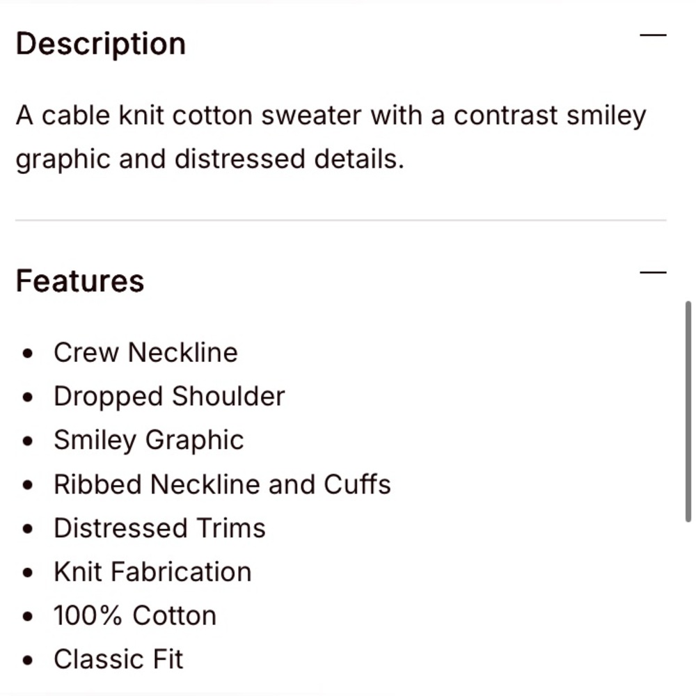 J. Society Distressed Cable Varsity Smiley Crew Sweater Small Pink - Picture 3 of 6